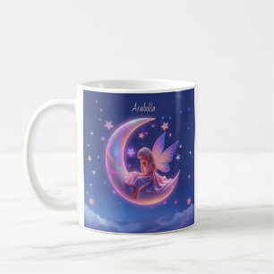 Cute Luminous Blonde Fairy Sitting on the Moon Coffee Mug