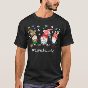 Cute Lunch Lady Three Bunny Gnomies Colourful Eggs T-Shirt