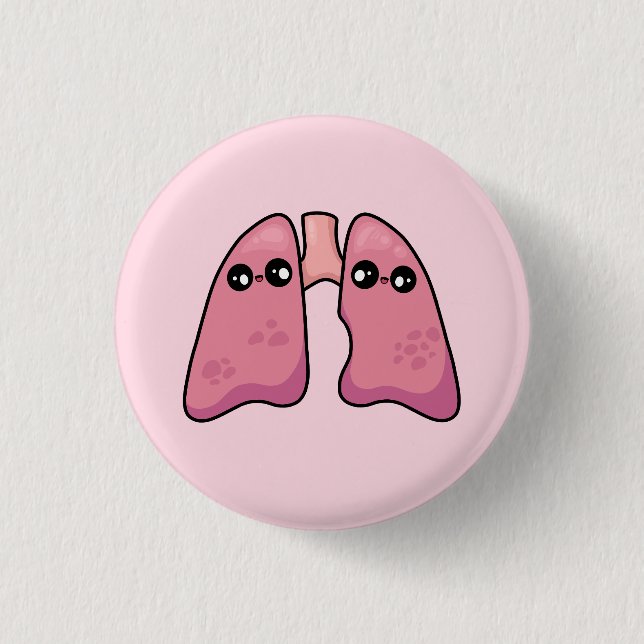 Cute Lungs - Human Biology 1 Inch Round Button (Front)