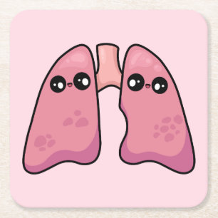 Cute Lungs - Human Biology Square Paper Coaster