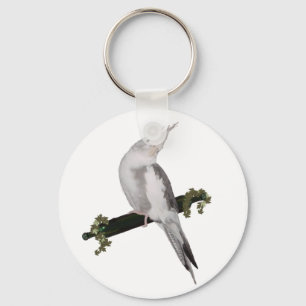 Cute Lutino Cockatiel Bird Ivy Perch Animal Keychain
