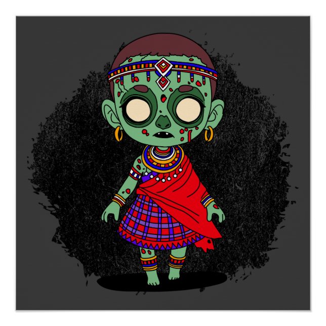 Cute Maasai Zombie Poster (Front)