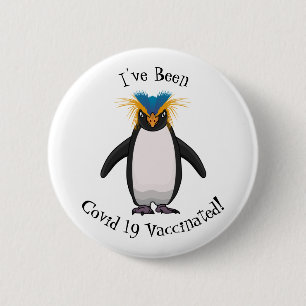 Cute macaroni penguin cartoon illustration 2 inch round button