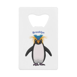 Cute macaroni penguin cartoon illustration credit card bottle opener