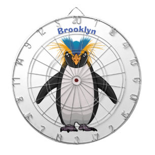 Cute macaroni penguin cartoon illustration dartboard