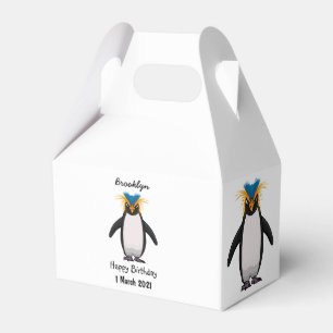 Cute macaroni penguin cartoon illustration favor box