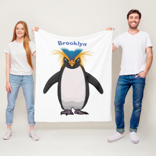 Cute macaroni penguin cartoon illustration  fleece blanket