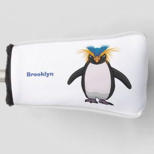Cute macaroni penguin cartoon illustration golf head cover
