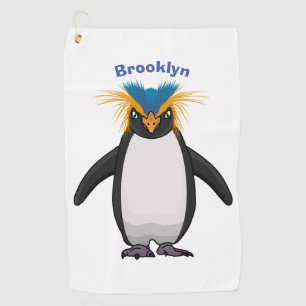 Cute macaroni penguin cartoon illustration golf towel