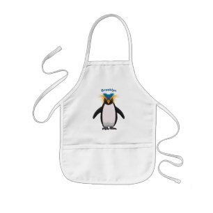Cute macaroni penguin cartoon illustration kids apron