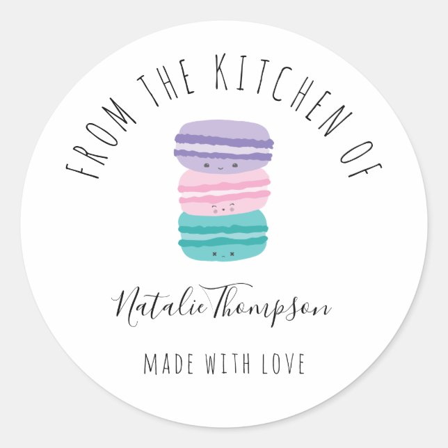 Cute Macarons From the Kitchen of Baking Homemade Classic Round Sticker (Front)