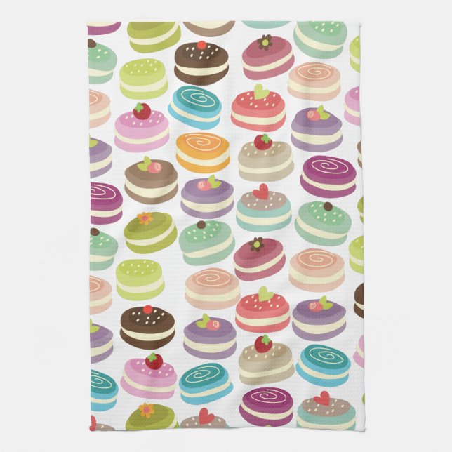 Cute Macarons Pattern Kitchen Towel (Vertical)