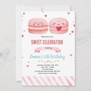 Cute macaroon theme party invitation