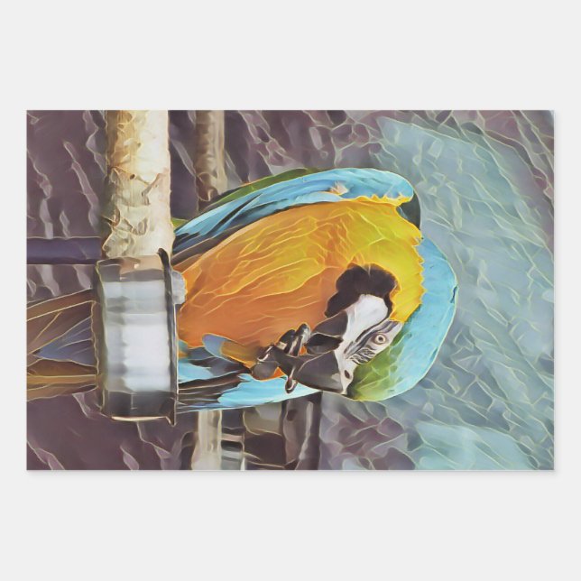 CUTE MACAW WRAPPING PAPER SHEET (Front)