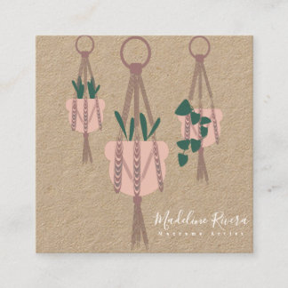 Cute Macrame Artist Handmade Design Hanging Plant Square Business Card