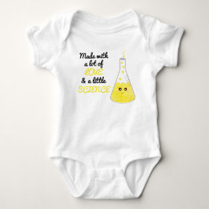Cute Made With Love And Science Beaker Face Yellow Baby Bodysuit