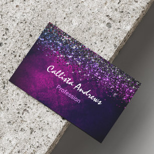 Cute magenta black faux glitter 	Magnetic business card