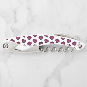 Cute Magenta Dark Pink Gemstone Heart pattern Corkscrew