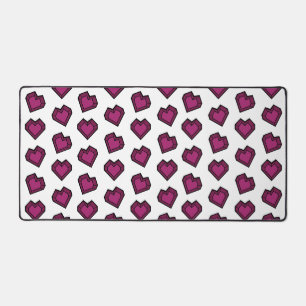 Cute Magenta Dark Pink Gemstone Heart pattern Desk Mat
