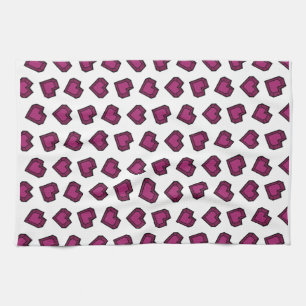 Cute Magenta Dark Pink Gemstone Heart pattern Kitchen Towel