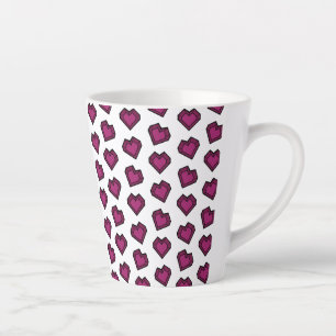 Cute Magenta Dark Pink Gemstone Heart pattern Latte Mug
