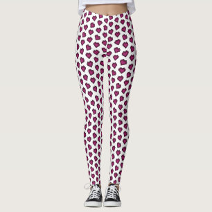Cute Magenta Dark Pink Gemstone Heart pattern Leggings