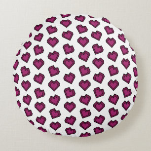 Cute Magenta Dark Pink Gemstone Heart pattern Round Pillow