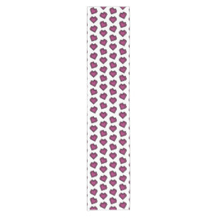 Cute Magenta Dark Pink Gemstone Heart pattern Short Table Runner