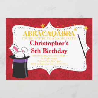 Cute Magic Birthday Party Invitations