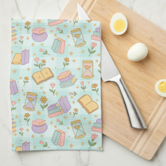 Cute Magic Books Green Kitchen Towel