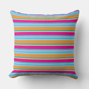 Cute magic colourful stripes throw pillow