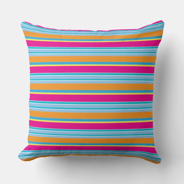 Cute magic colourful stripes throw pillow (Front)