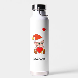 Cute Magic Elf with Heart on White Water Bottle