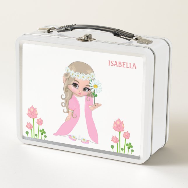 Cute Magic Fairy and Flowers Metal Lunch Box (Devant)