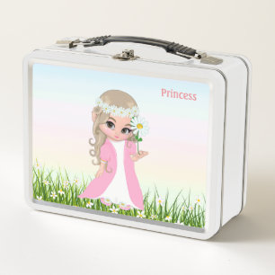 Cute Magic Fairy and Flowers Metal Lunch Box