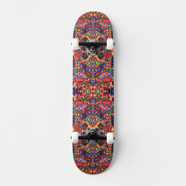 Cute magic floral pattern skateboard (Front)
