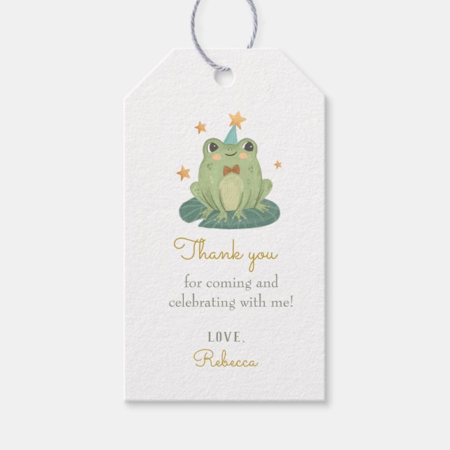 Cute Magic Frog Birthday  Gift Tags (Front)