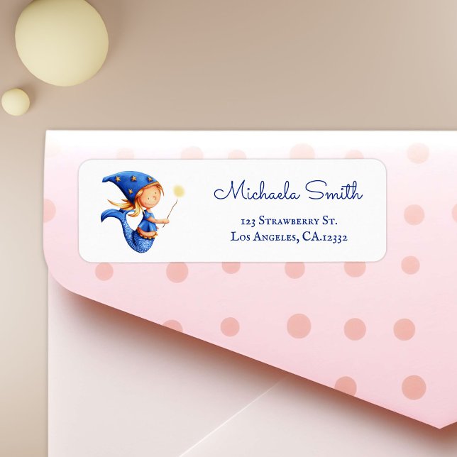Cute Magic Mermaid Witch Return Address (Cute Magic Mermaid Witch Return Address Label)