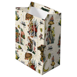 Cute Magic Mushrooms Cottagecore Merry Christmas Medium Gift Bag