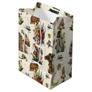 Cute Magic Mushrooms Cottagecore Merry Christmas   Medium Gift Bag