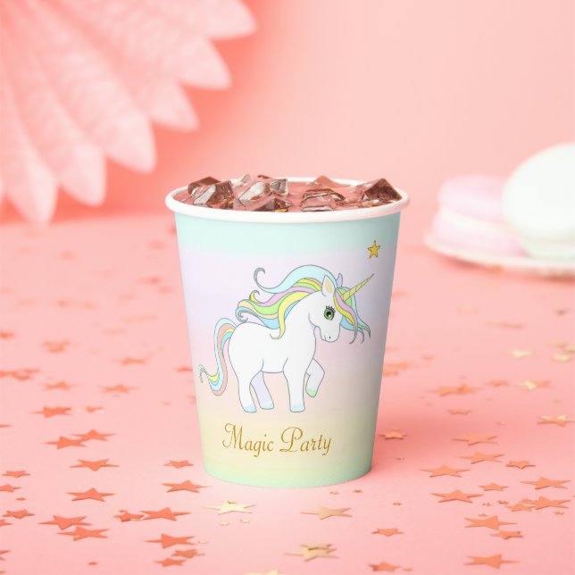 Cute Magic Unicorn and Star on Pastel Colours Part Paper Cups (Insitu)