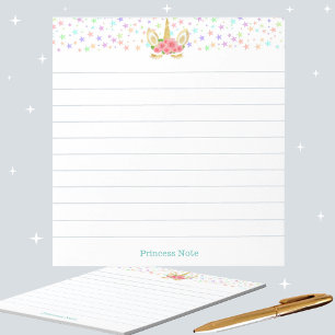 Cute Magic Unicorn & Multicolor Stars Lined Notepad