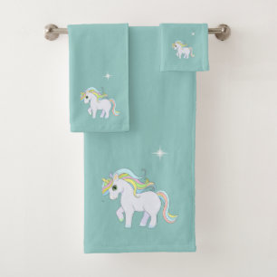 Cute Magic Unicorn & Star on Light Blue