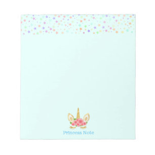 Cute Magic Unicorn & Stars on Light Blue Notepad