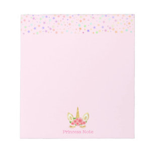 Cute Magic Unicorn & Stars on Light Pink Notepad