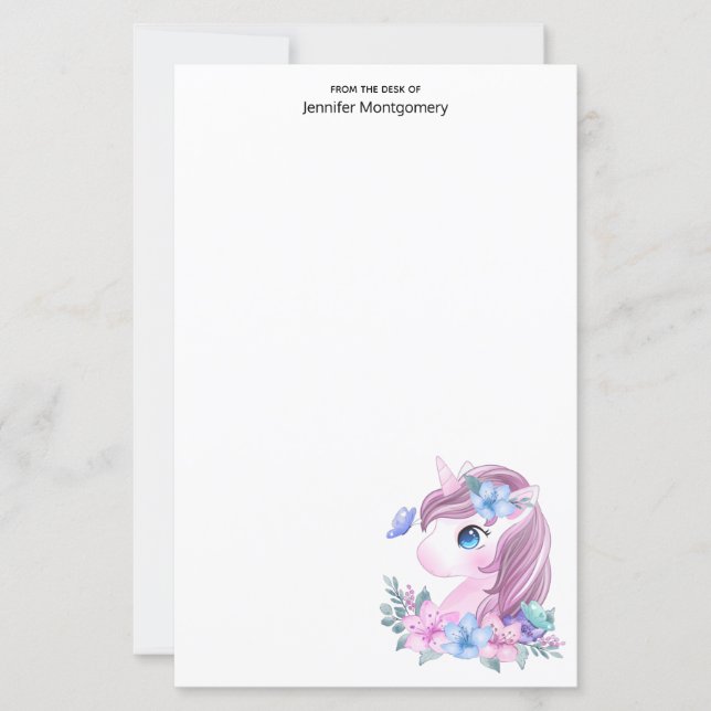 Cute & Magical Baby Unicorn in Watercolor (Front)