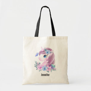 Cute & Magical Baby Unicorn in Watercolor Tote Bag
