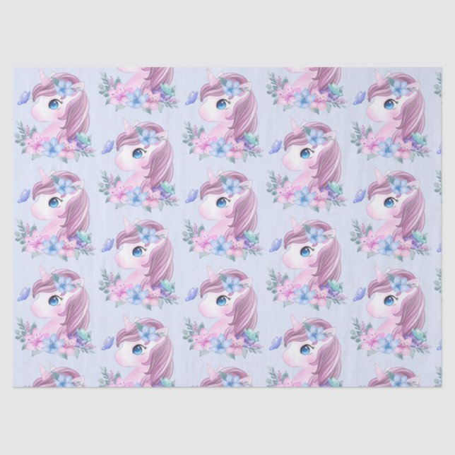 Cute & Magical Baby Unicorn Pattern Tissue Paper (Front)
