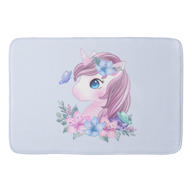 Cute & Magical Baby Unicorn with Big Eyes Bath Mat (Front)