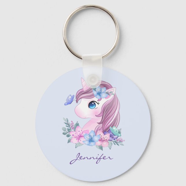 Cute & Magical Baby Unicorn with Big Eyes Keychain (Front)